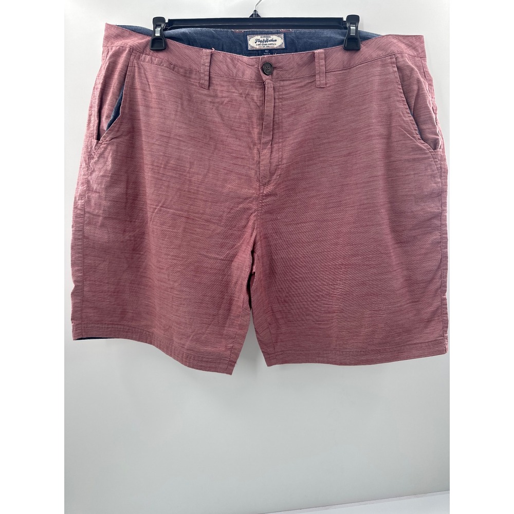 Flag & Anthem Mens Size 42 Heathered Burgundy Flat Front Casual Shorts Red